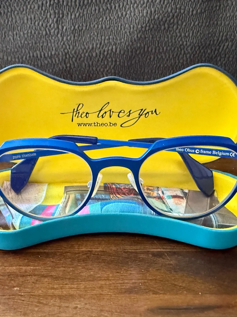 Theo Loves You Blue Round Women's glasses. NEW!